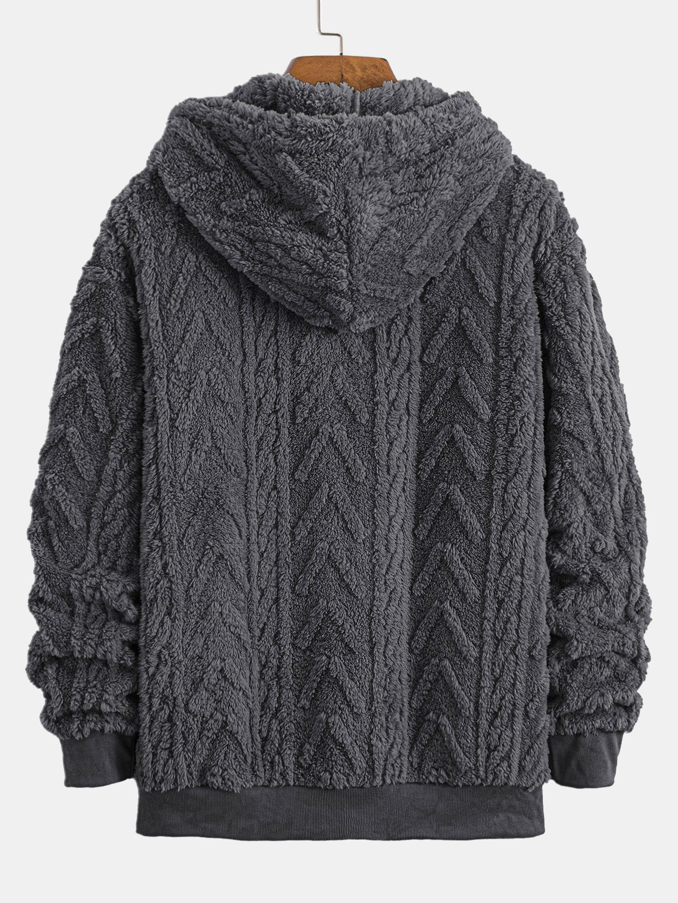 Geometric Jacquard Zip Up Teddy Hoodie