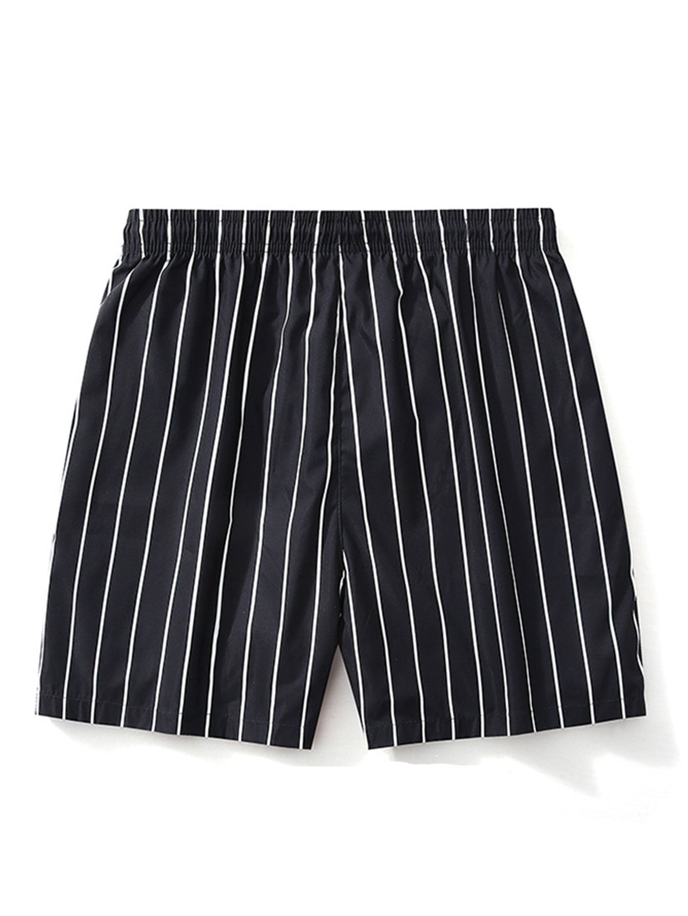 Palm Trees Print Button Up Shirt & Striped Swim Shorts