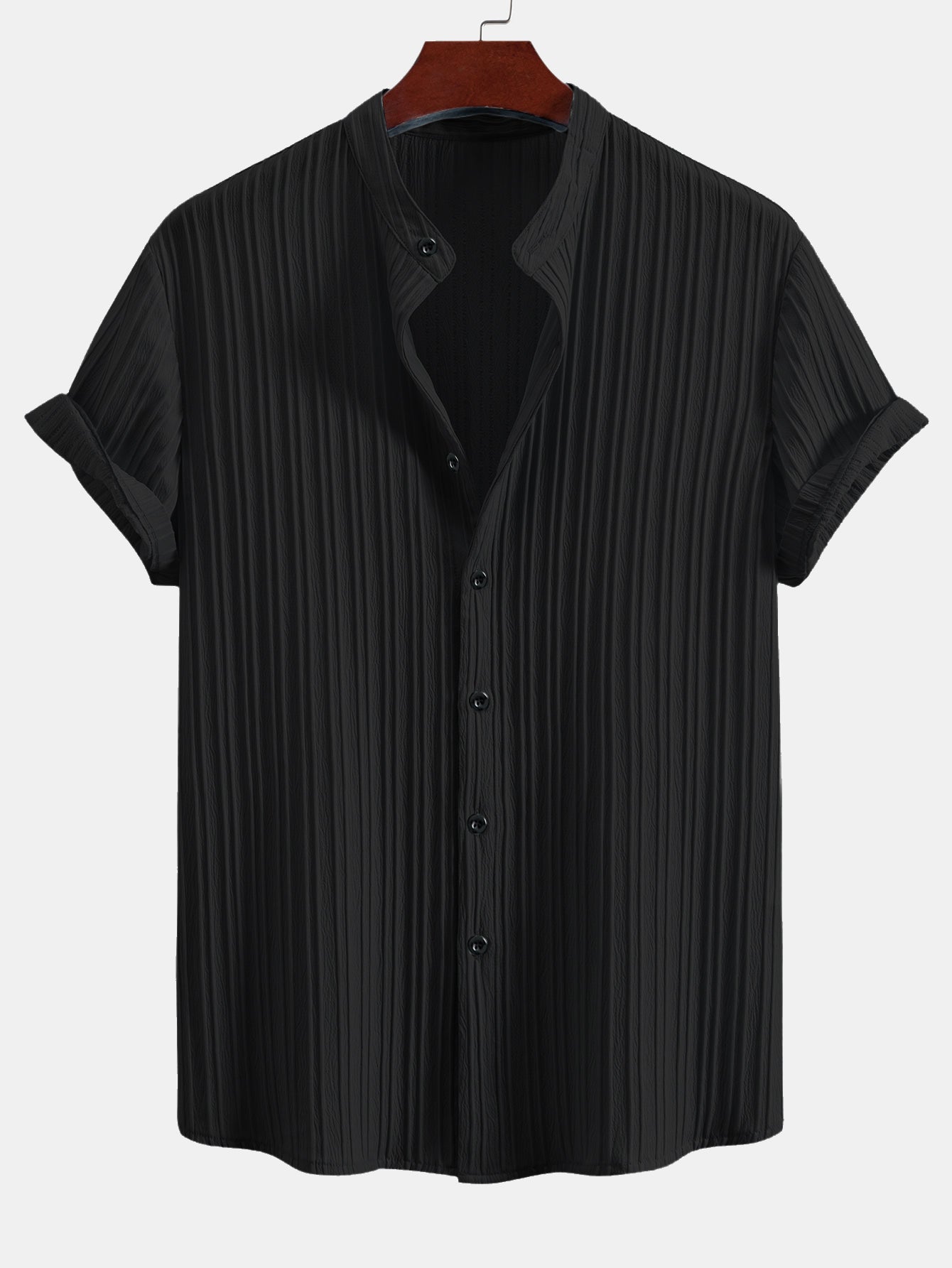 Textured Stand Collar Shirt