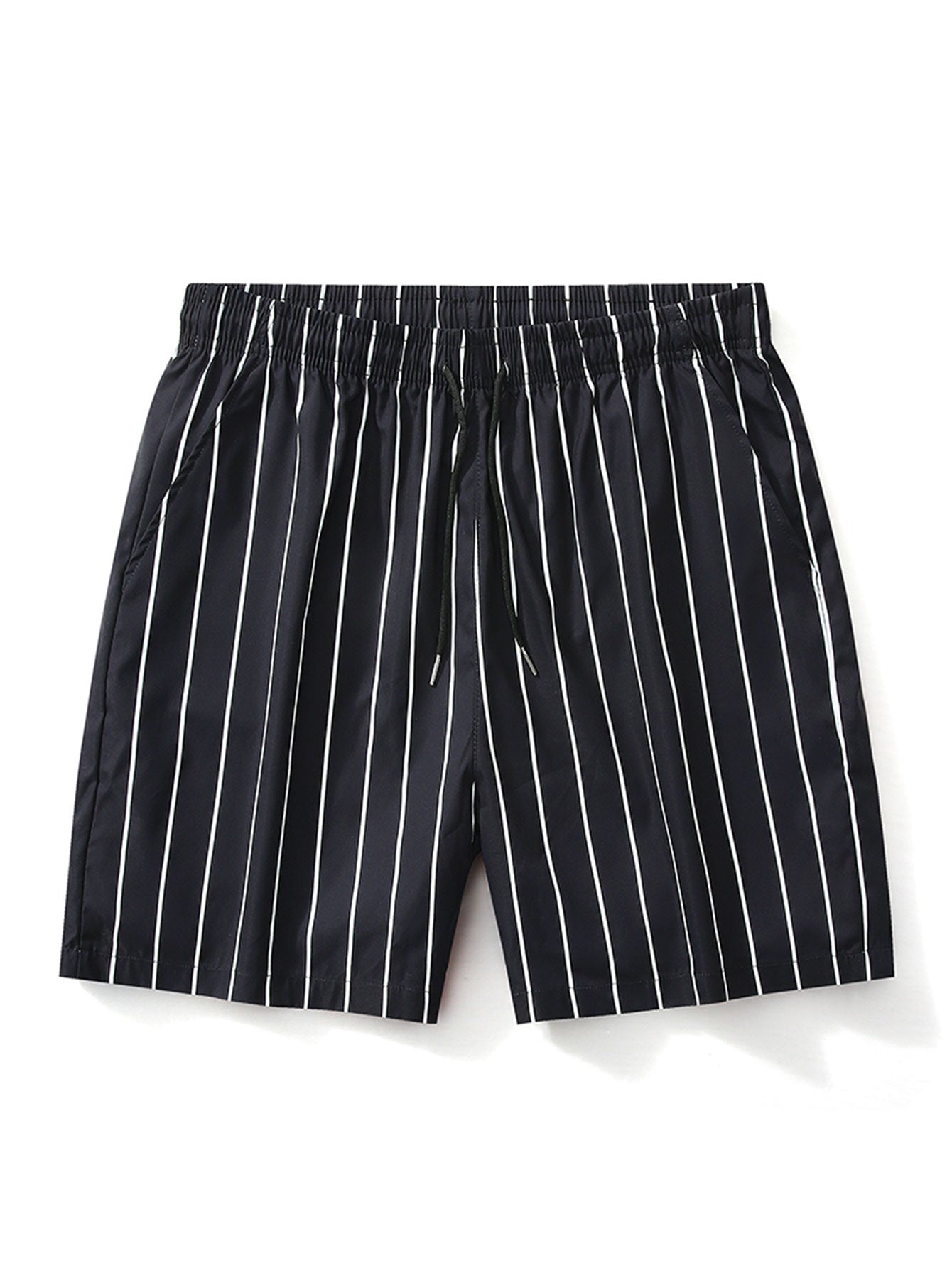 Palm Trees Print Button Up Shirt & Striped Swim Shorts