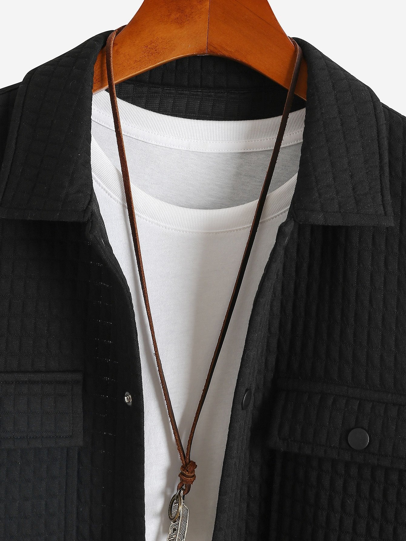 Quilted Waffle Jacquard Overshirt