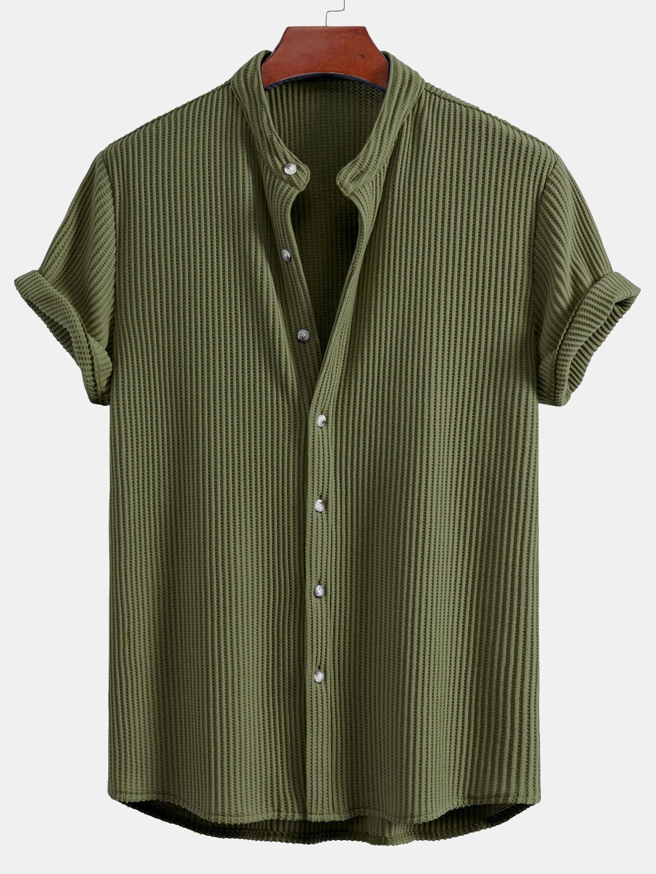 Waffle Stand Collar Shirt