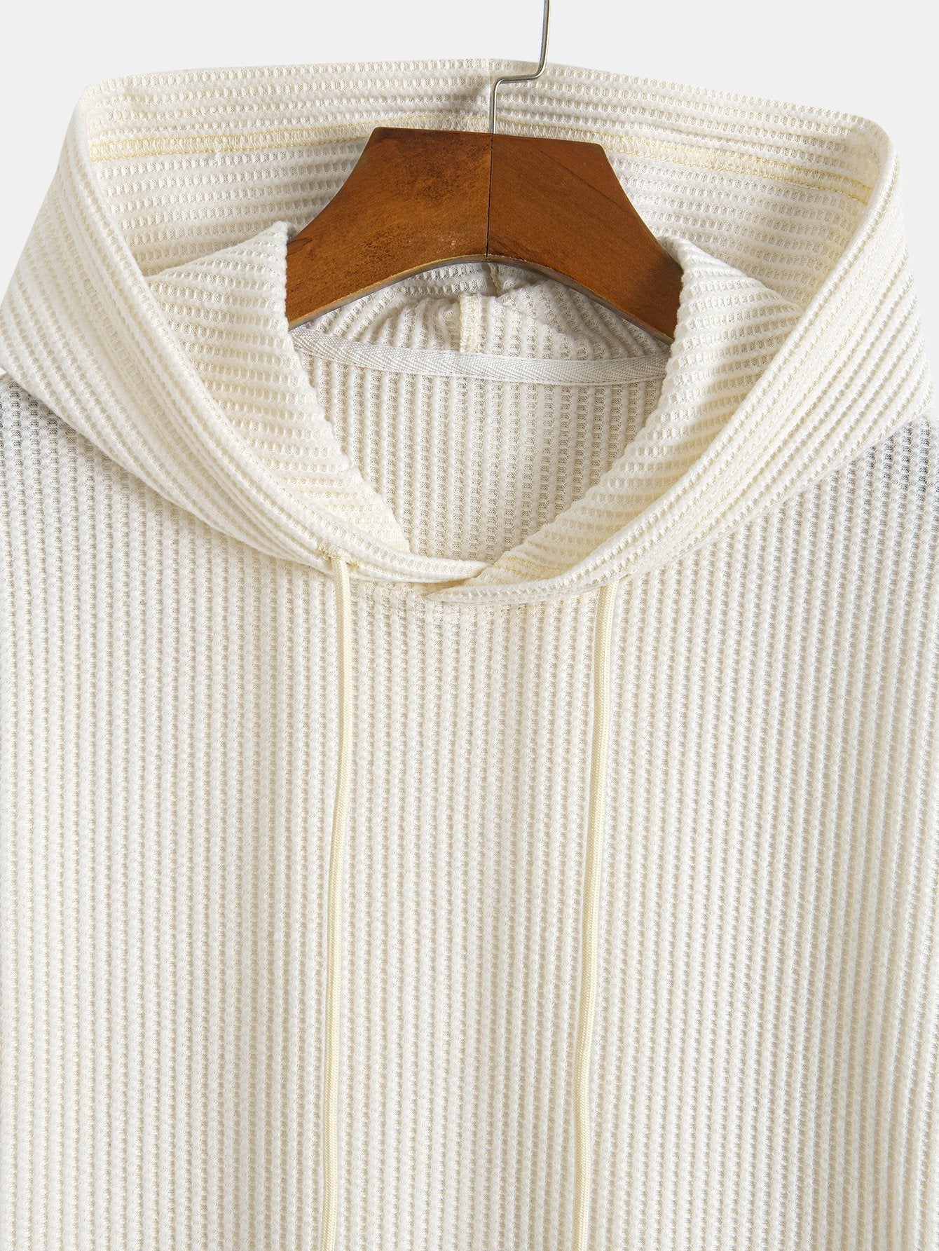 Knitted Waffle Arc Hem Hooded T-Shirt