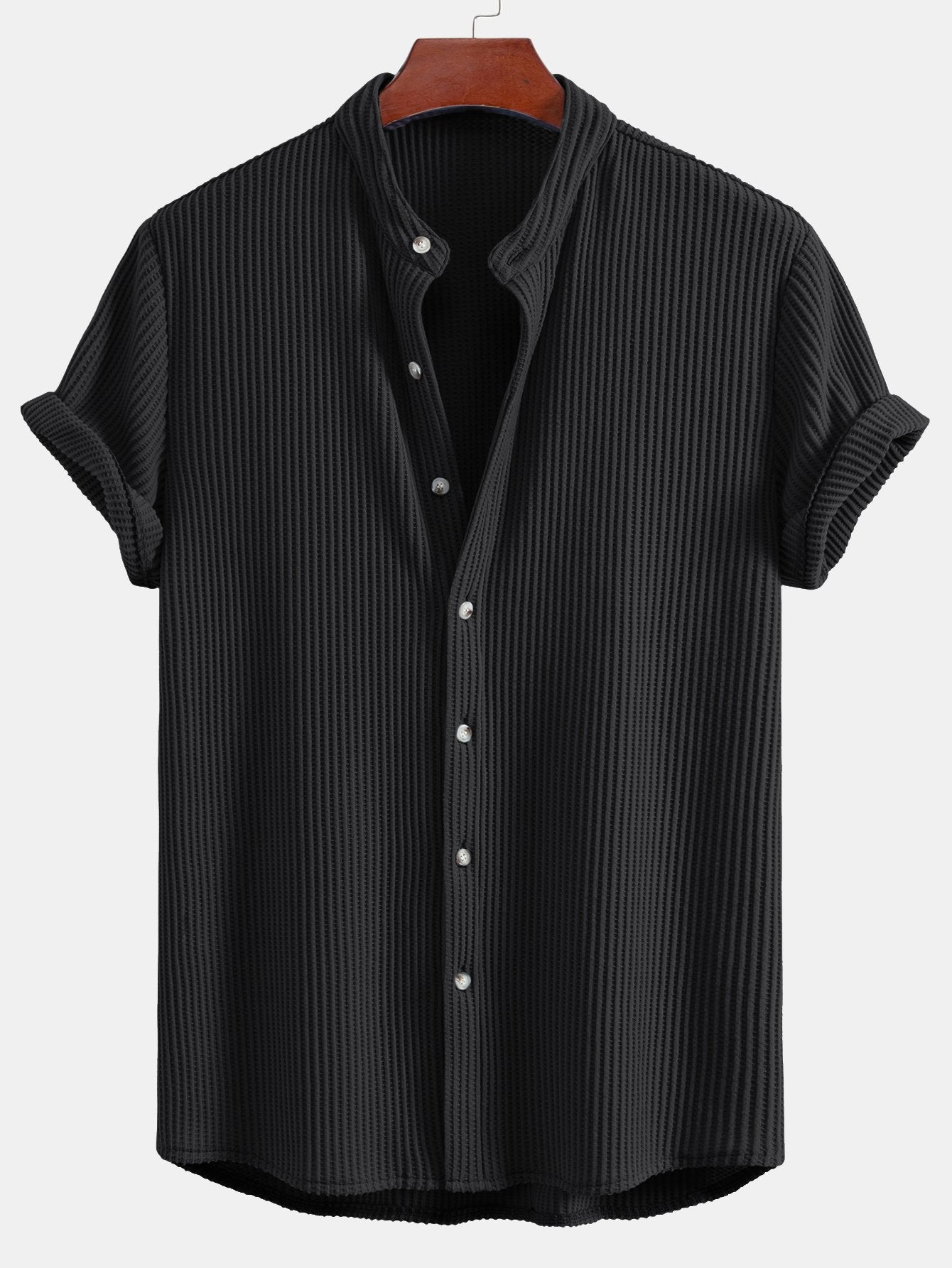 Waffle Stand Collar Shirt