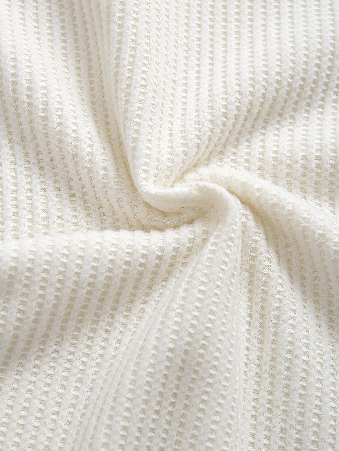 Knitted Waffle Arc Hem Hooded T-Shirt