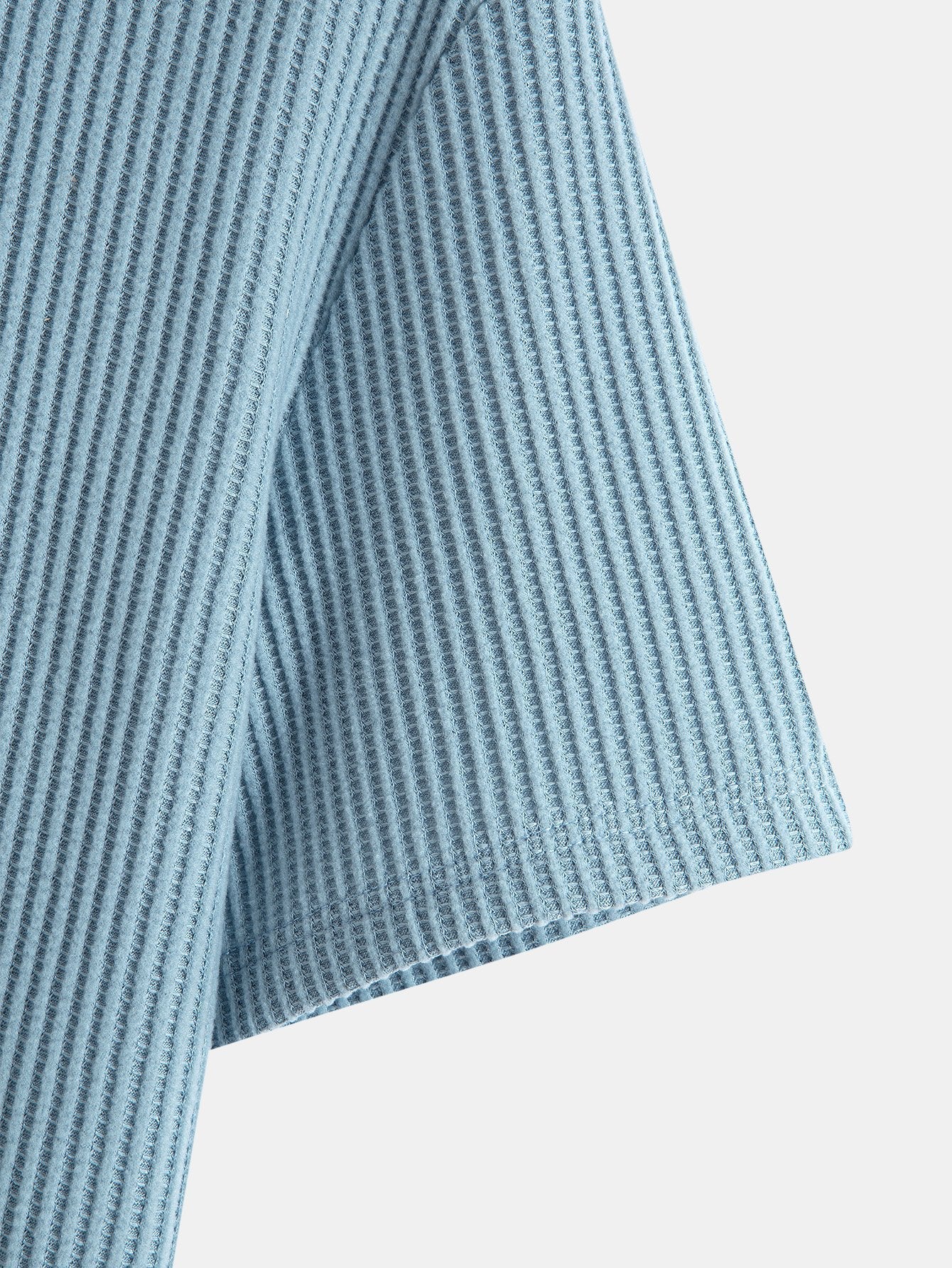 Knitted Waffle Arc Hem Hooded T-Shirt