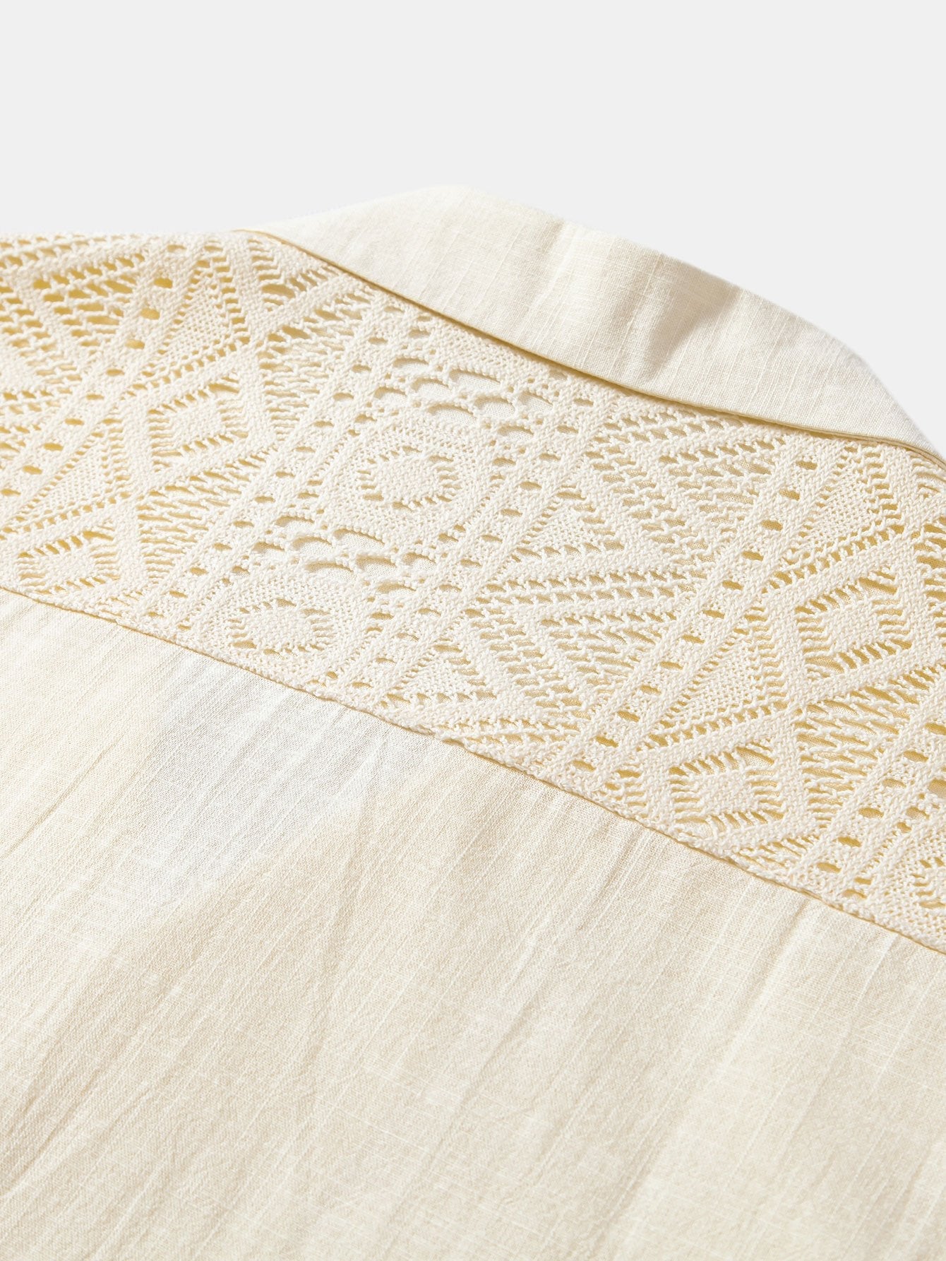 Geometric Textured Patchwork Cuban Shirt