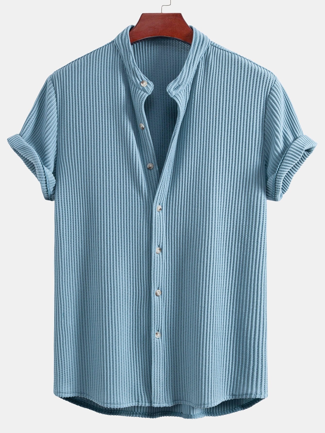 Waffle Stand Collar Shirt