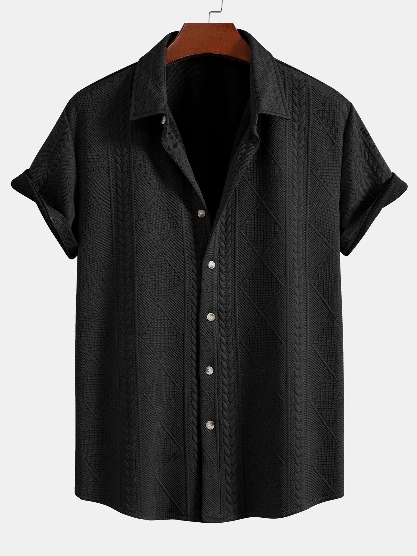 Geometric Jacquard Button Up Shirt