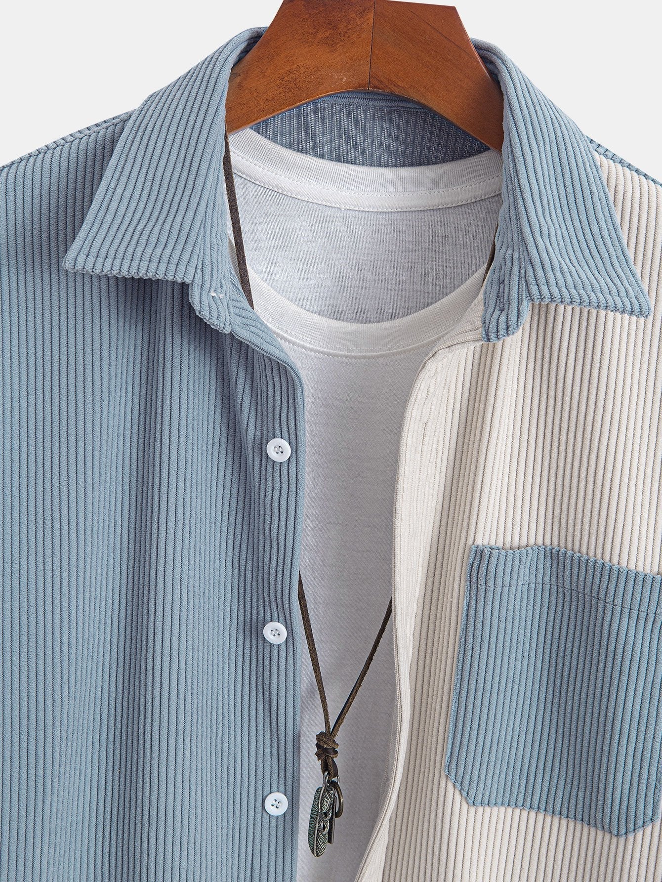 Two Tone Corduroy Button Up Shirt