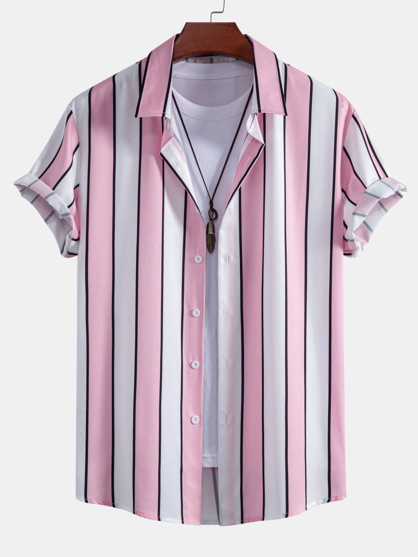 Stripe Print Button Up Shirt