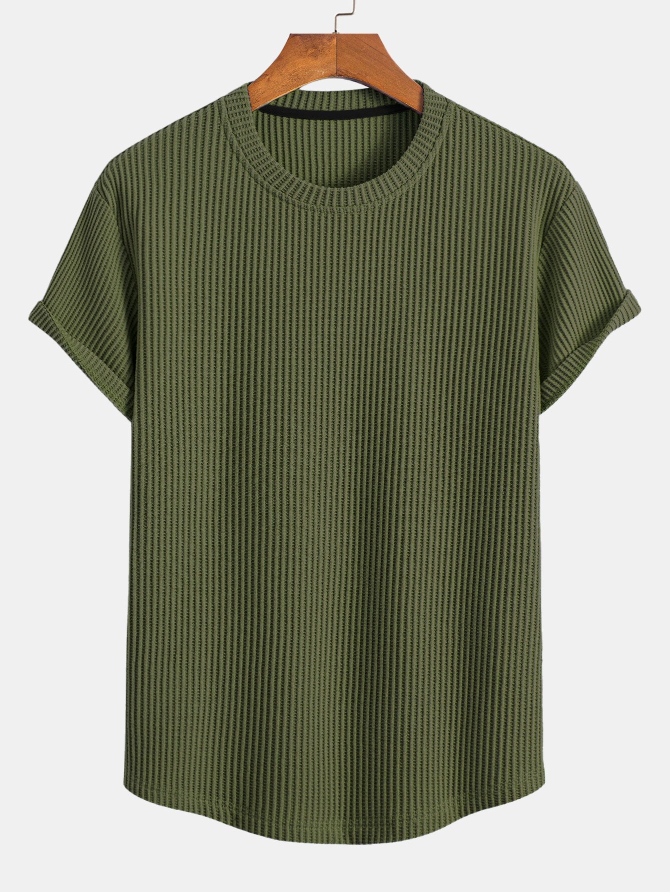 Knitted Waffle Arc Hem T-Shirt