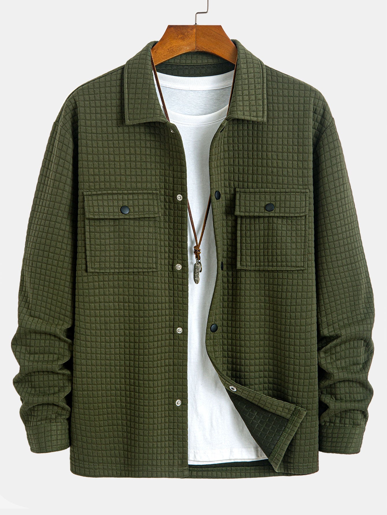 Quilted Waffle Jacquard Overshirt