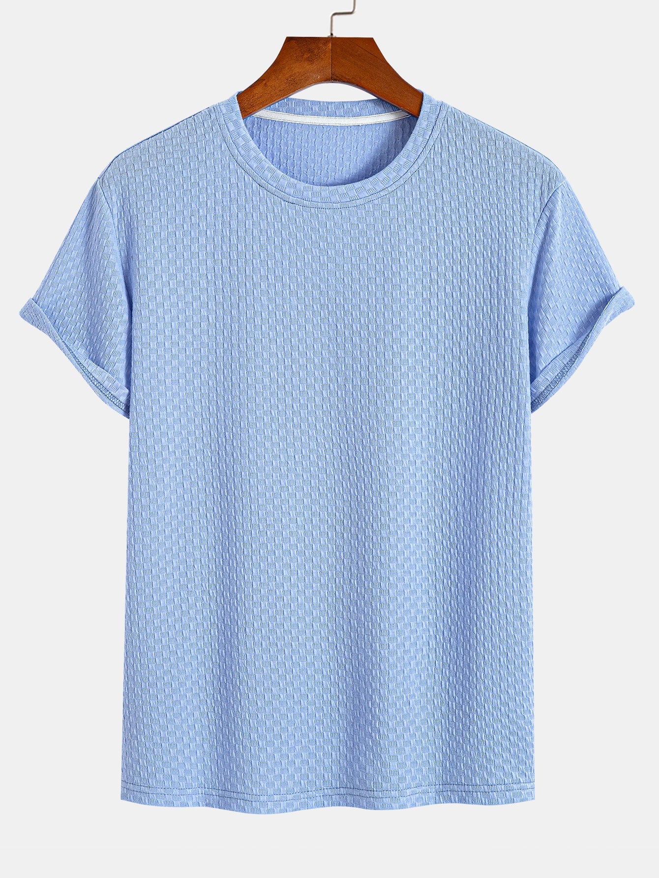 Checkerboard Textured Knitted T-shirt