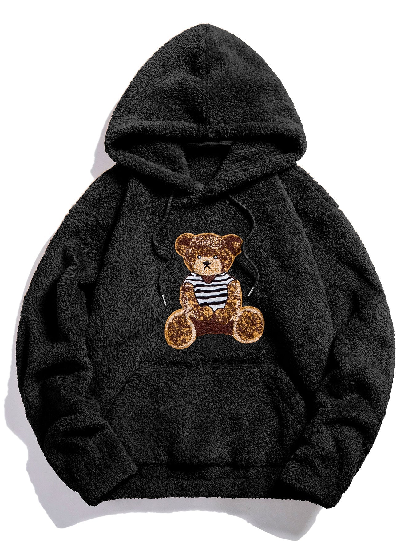 Bear Embroidered Patch Teddy Hoodie