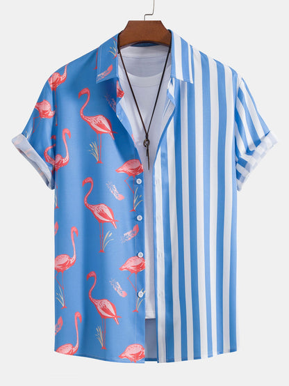 Flamingo Stripe Panel Shirt