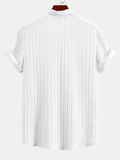 Textured Stand Collar Shirt