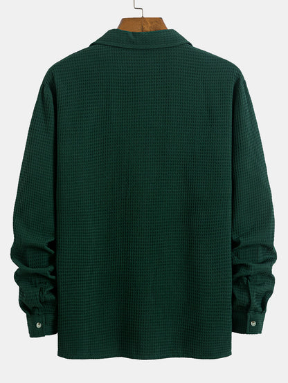 Long Sleeve Waffle Cuban Collar Shirt