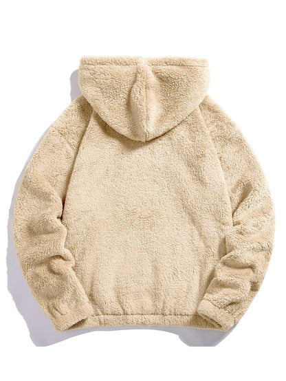 Bear Embroidered Patch Teddy Hoodie & Teddy Jogger Pants