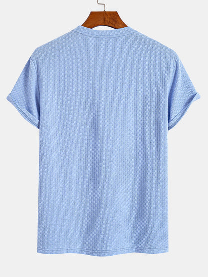 Checkerboard Textured Knitted T-shirt