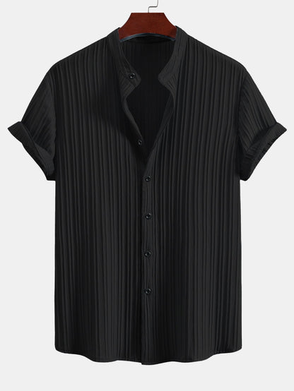 Textured Stand Collar Shirt