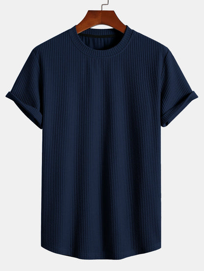 Muscle Fit Ribbed Arc Hem T-Shirt & Shorts