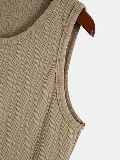 Wave Jacquard Textured Tank Top