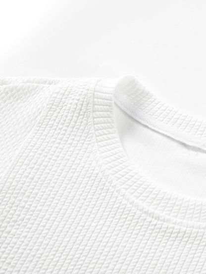 Long Sleeve Relax Fit Patchwork Ribbed T-Shirt