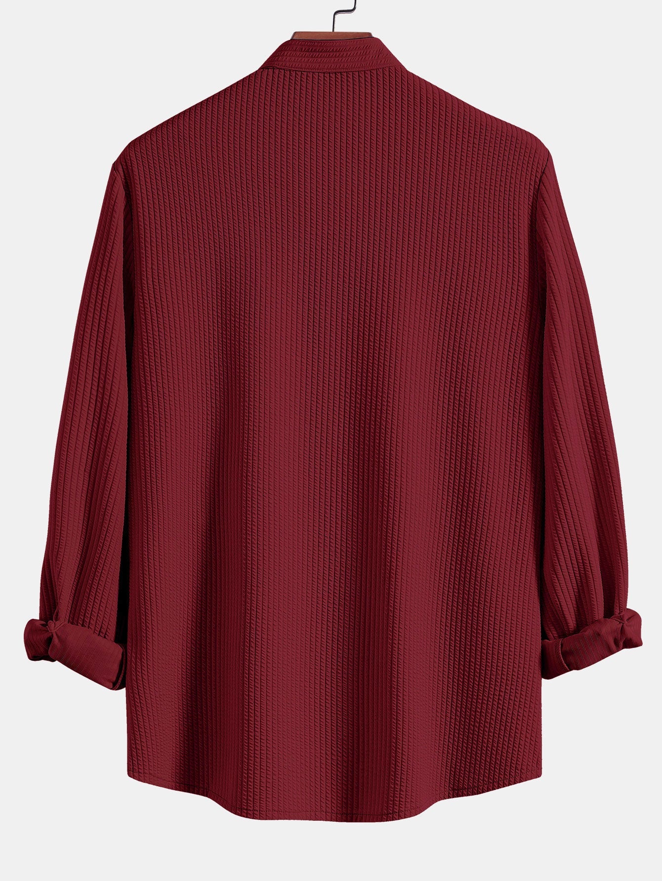 Long Sleeve Muscle Fit Ribbed Stand Collar Shirt