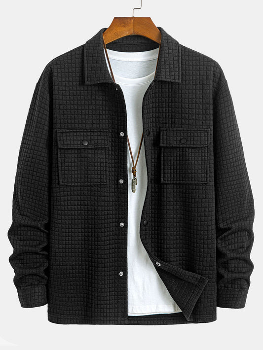 Quilted Waffle Jacquard Overshirt