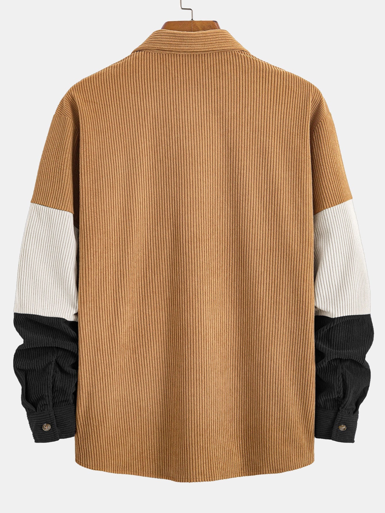 Color Block Corduroy Shirt With Pockets