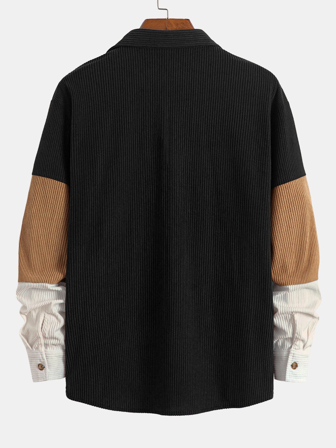 Color Block Corduroy Shirt With Pockets