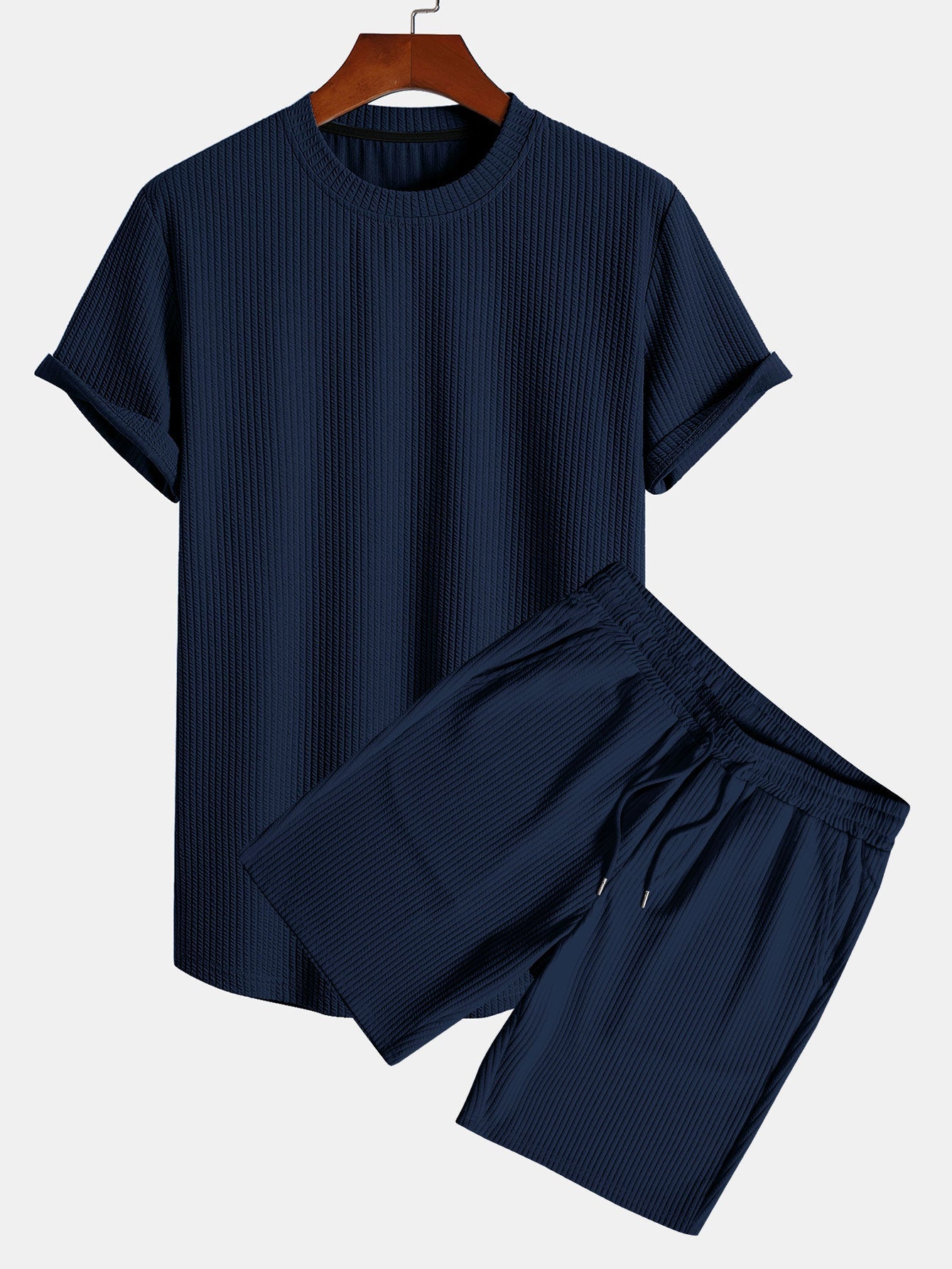 Muscle Fit Ribbed Arc Hem T-Shirt & Shorts