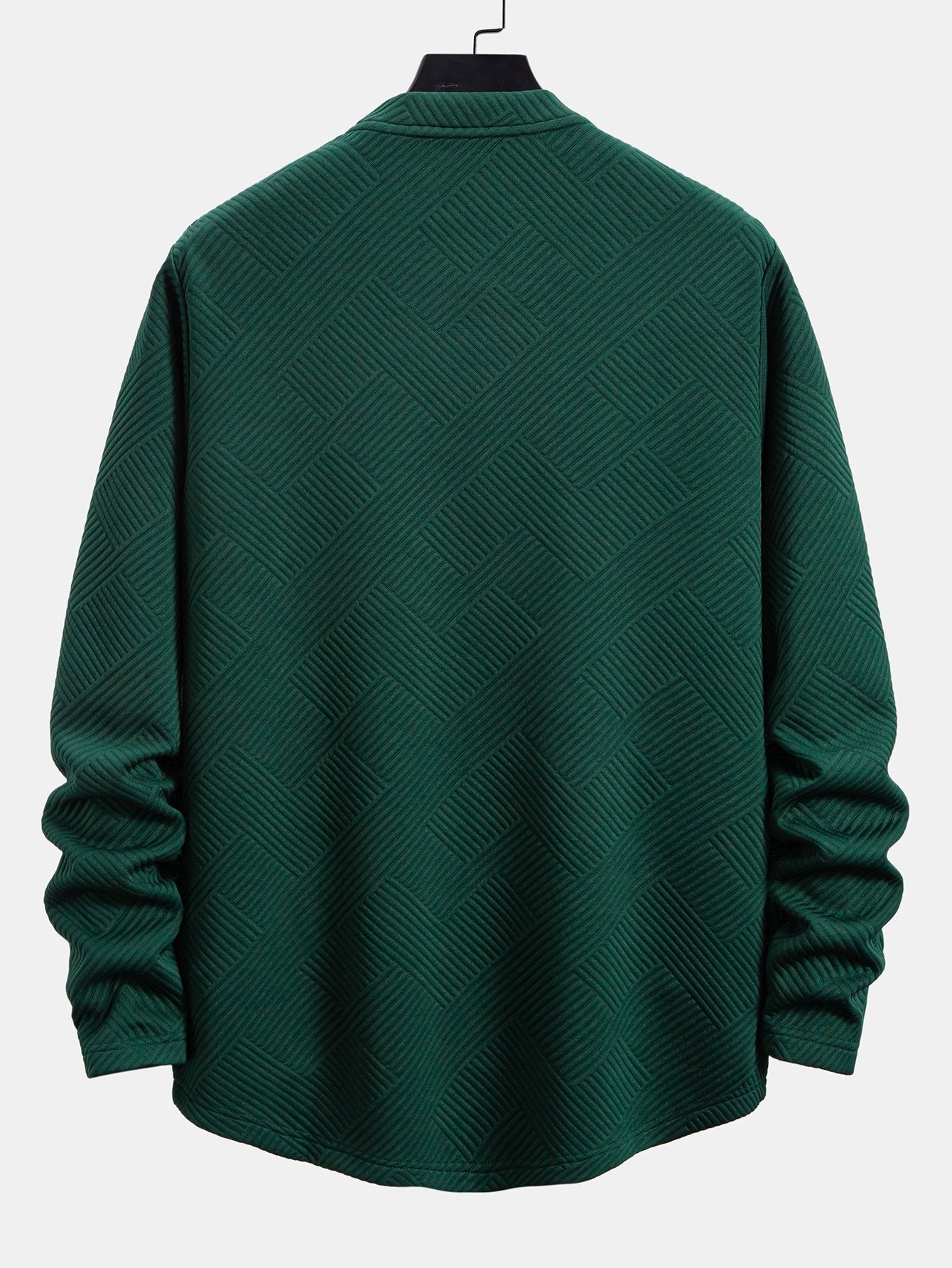 Long Sleeve Stripe Jacquard Arc Hem T-Shirt