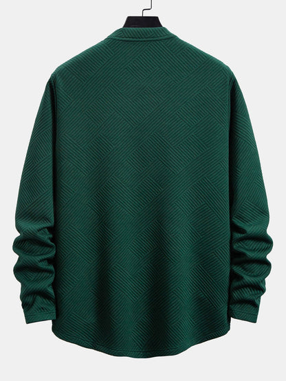 Long Sleeve Stripe Jacquard Arc Hem T-Shirt