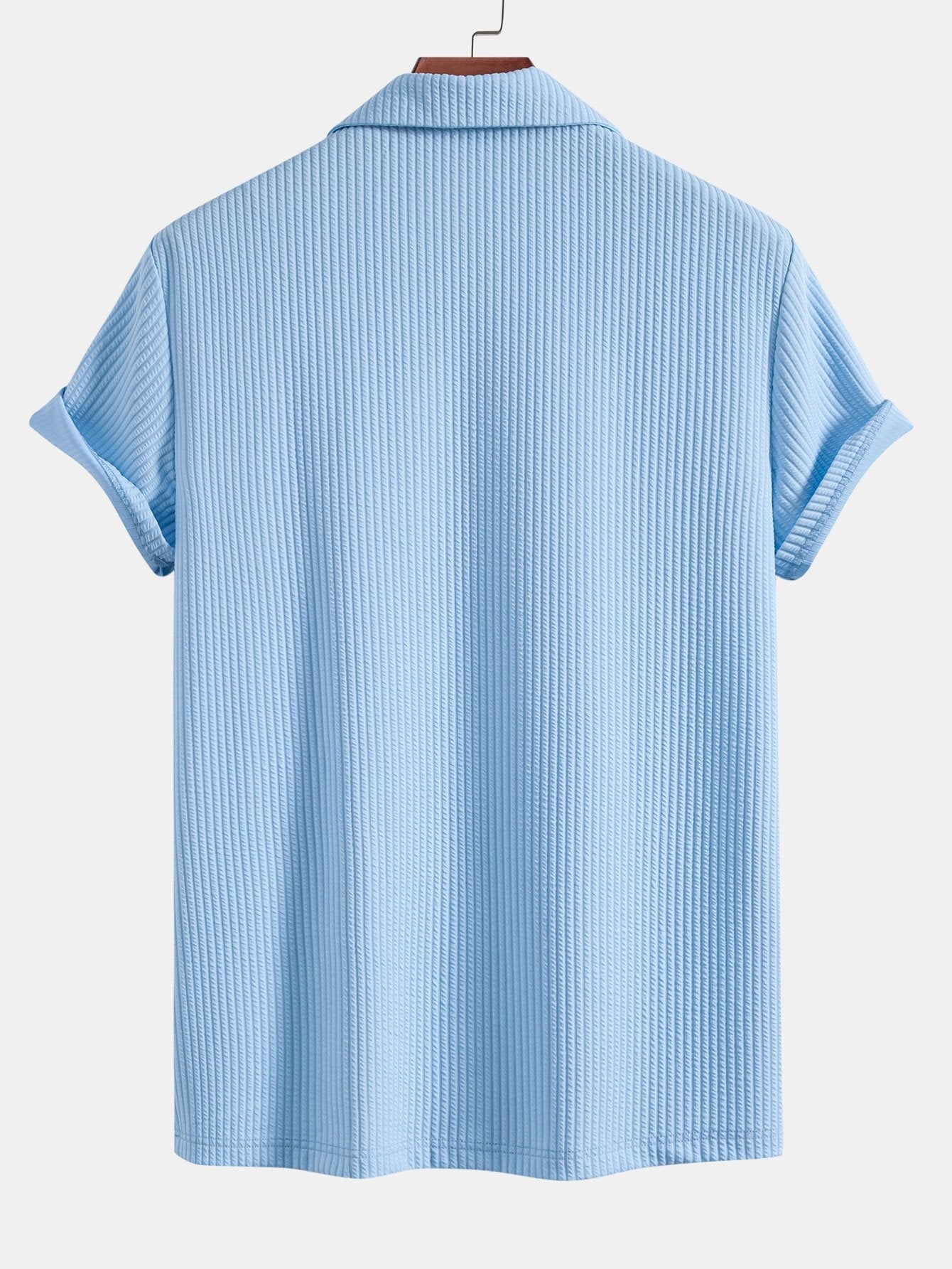 Muscle Fit Ribbed Deep Cuban Shirt