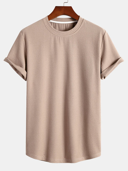 Muscle Fit Ribbed Arc Hem T-Shirt & Shorts