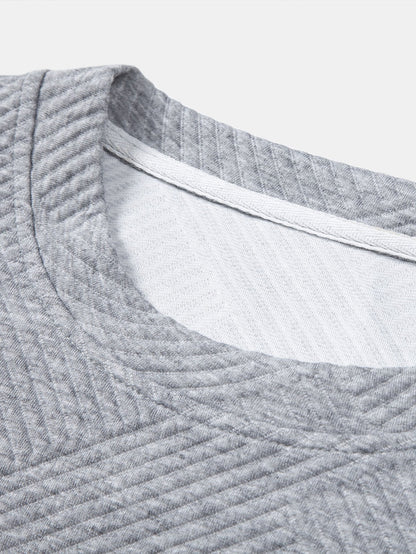 Long Sleeve Stripe Jacquard Arc Hem T-Shirt