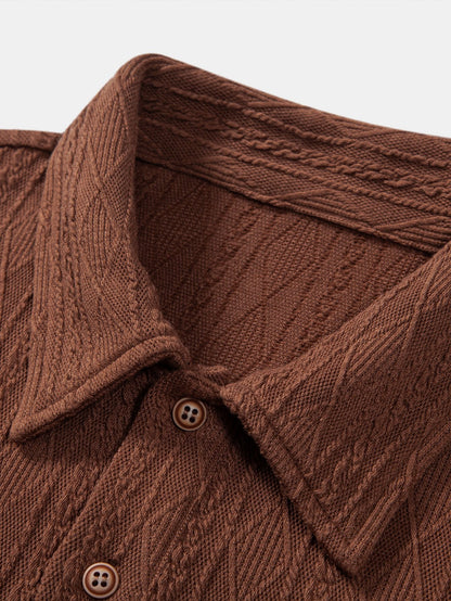 Knitted Rhombus Geometric Jacquard Polo