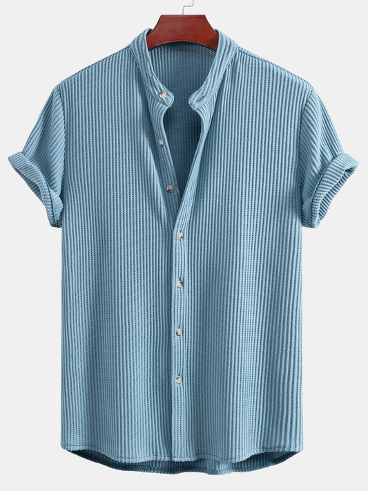 Waffle Stand Collar Shirt