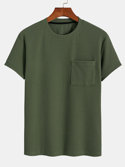 Muscle Fit Ribbed T-Shirt With Pocket