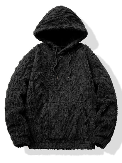 Geometric Jacquard Teddy Hoodie