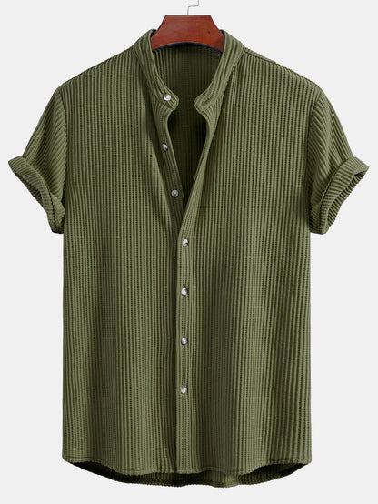 Waffle Stand Collar Shirt