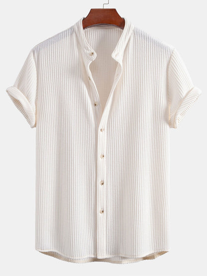Waffle Stand Collar Shirt