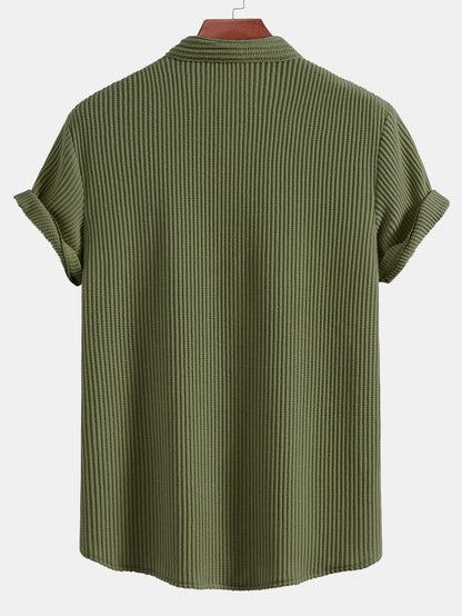 Waffle Stand Collar Shirt