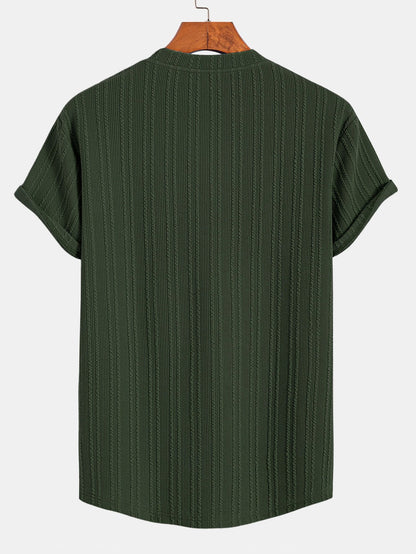 Muscle Fit Ribbed Arc Hem T-Shirt