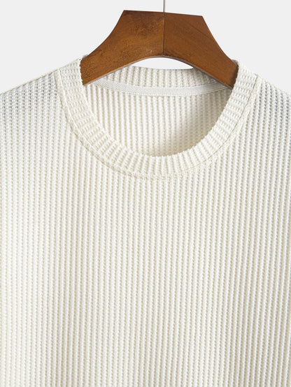 Knitted Waffle Arc Hem T-Shirt