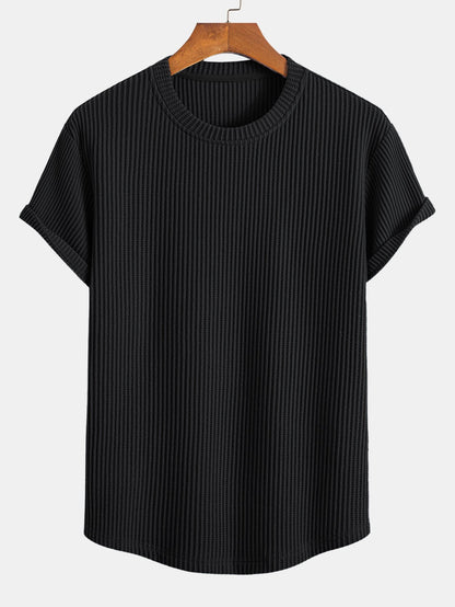 Knitted Waffle Arc Hem T-Shirt
