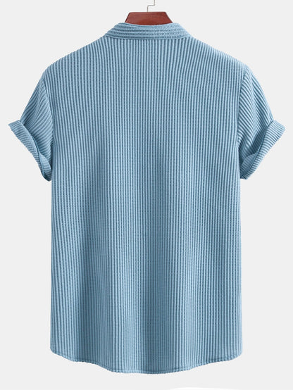 Waffle Stand Collar Shirt