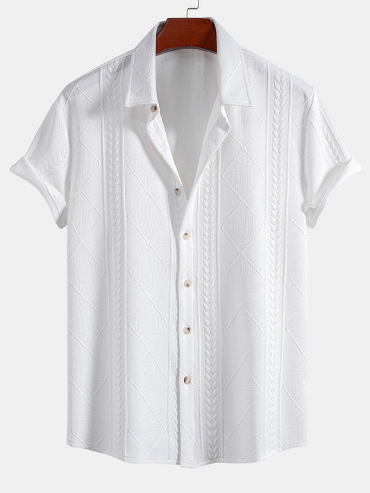 Geometric Jacquard Button Up Shirt